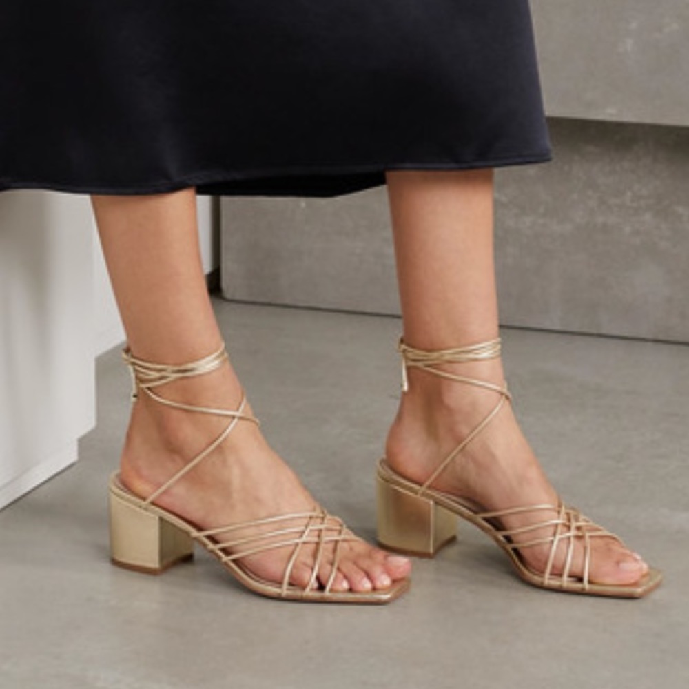 Porte & Paire Gold Strap Leather Sandals